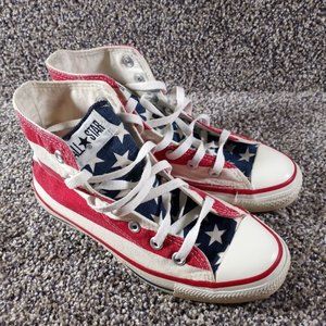 CONVERSE Vintage Chuck Taylor All-Star Flag High Tops Shoes size 4 Made in USA